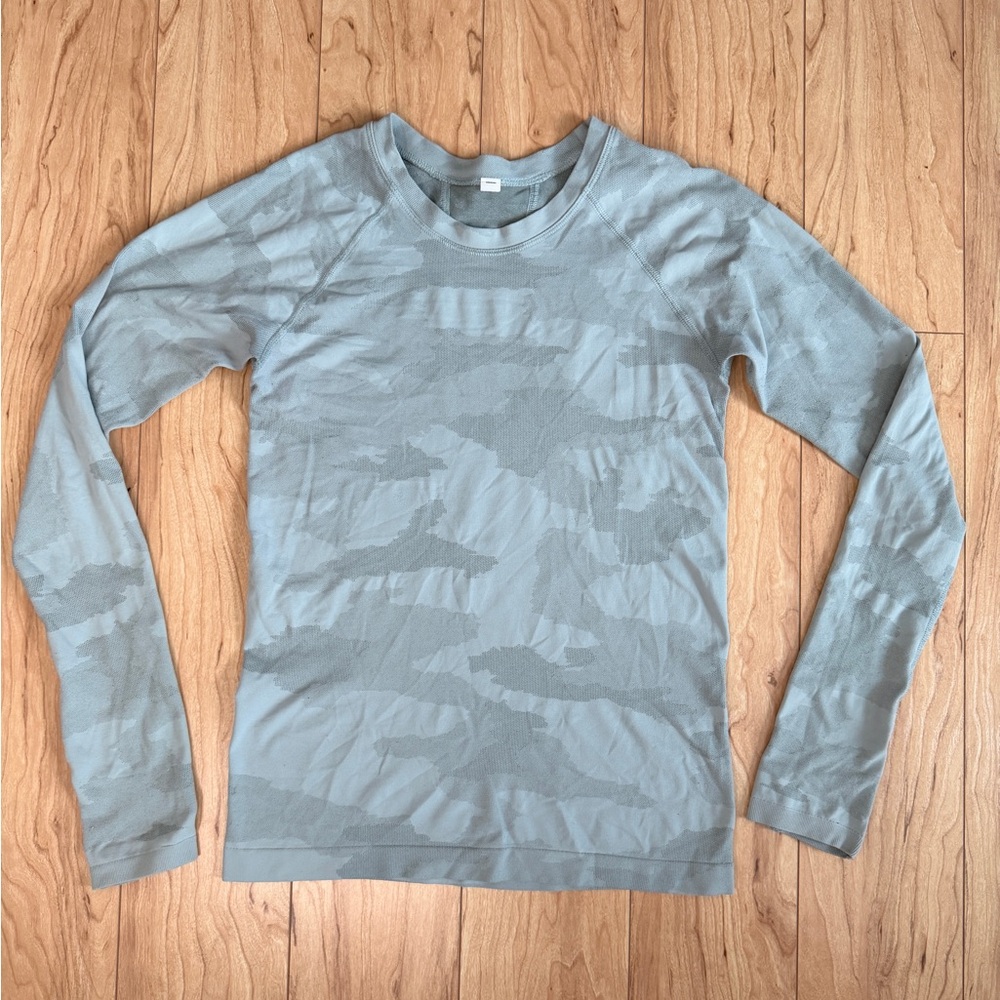 Light Blue Camo Long Sleeve Run Shirt